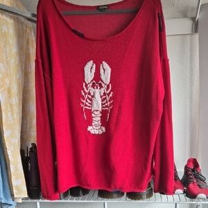 wild fable Red Knit Sweater Cotton Lobster